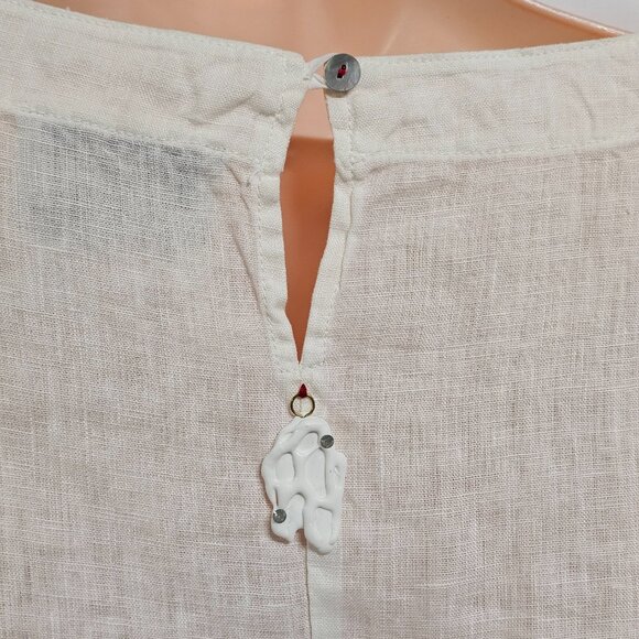 Daniela Dallavalle Elisa Cavaletti DANI Top Blouse Women Size L White Linen - Picture 10 of 16